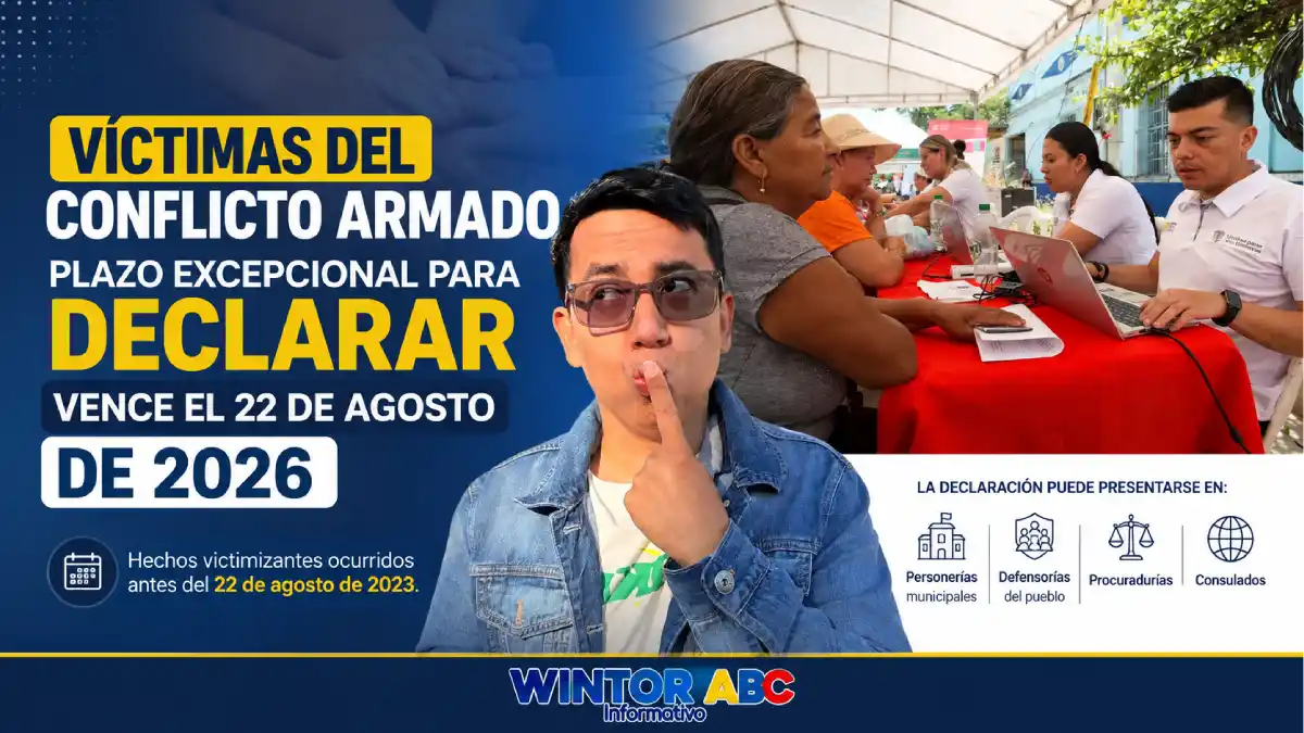 Víctimas del conflicto armado: plazo excepcional para declarar vence el 22 de agosto de 2026 1 Imagen de Wintor ABC y Titulo plazo excepcional para víctimas del conflicto armado