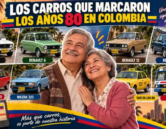 Carros que marcaron los años 80 en Colombia como Renault, Chevrolet y Mazda.