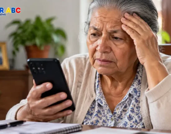 Adulto mayor consultando información sobre pago de Colombia Mayor en celular
