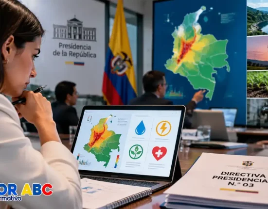 Mujer revisando información sobre las medidas del Gobierno ante el fenómeno de El Niño en Colombia.