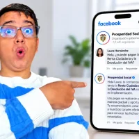 Joven señala en un celular una respuesta de Prosperidad Social sobre Renta Ciudadana y Devolución del IVA.