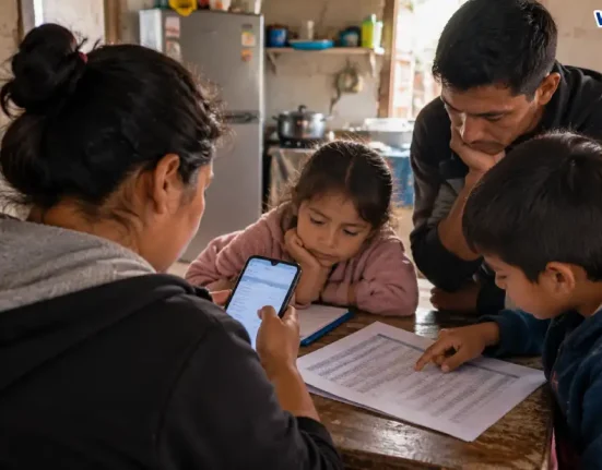Familia revisa información sobre los montos del Ingreso Mínimo Garantizado 2026 en Bogotá.