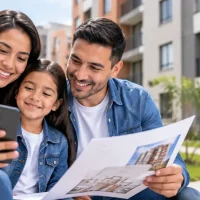 Familia consultando información del programa Ahorro para mi Casa Bogotá 2026.