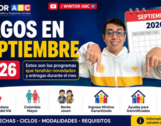 Pagos en septiembre 2026 de Renta Ciudadana, Colombia Mayor, Renta Joven, Ingreso Mínimo Garantizado y ayudas para damnificados