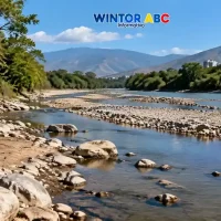 Río Pamplonita con bajo nivel de agua por alerta naranja en Cúcuta y Norte de Santander