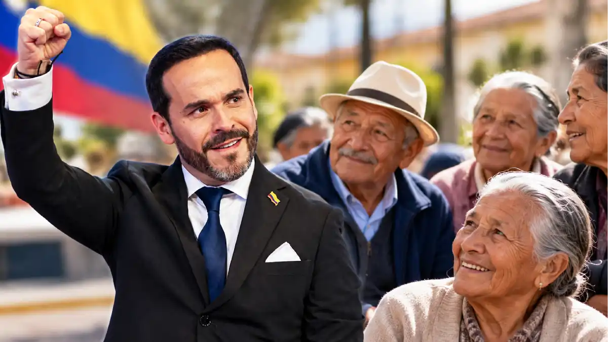 Abelardo de la Espriella saluda junto a varios adultos mayores en imagen ilustrativa sobre Colombia Mayor.