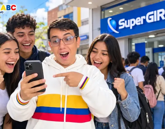 Joven consulta el pago mediante giro de Renta Joven en SuperGIROS y SuRed.