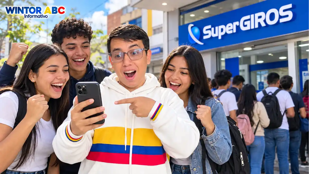 Joven consulta el pago mediante giro de Renta Joven en SuperGIROS y SuRed.