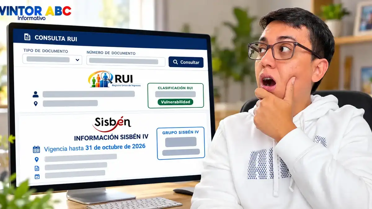 Wintor ABC observa una consulta ilustrativa del RUI y del Sisbén IV con la fecha de vigencia del 31 de octubre de 2026.