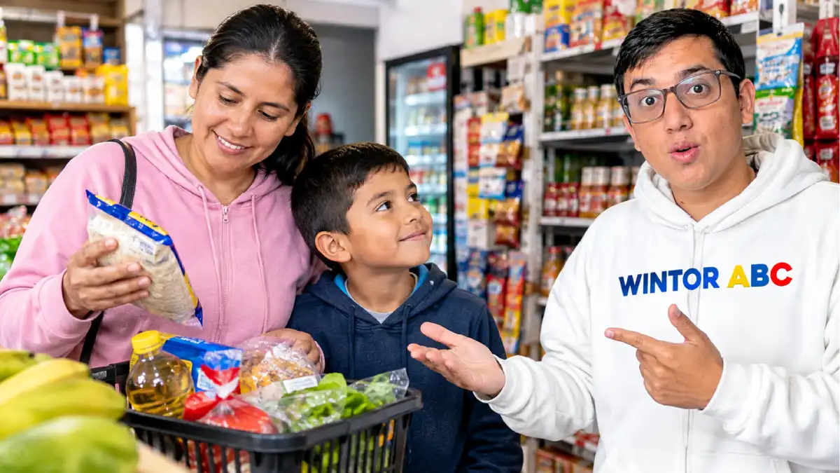 Devolución del IVA 2028: quiénes recibirían el dinero y qué pasará con el subsidio actual 1 Familia colombiana realizando compras en una tienda de barrio junto a Wintor ABC, en referencia a la propuesta EfectIVA de devolución del IVA para 2028.