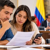 Personas revisan información sobre el salario mínimo 2027 en Colombia