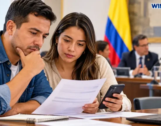 Personas revisan información sobre el salario mínimo 2027 en Colombia